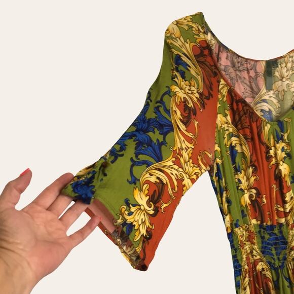 Anthropologie Poema cinched waist retro style floral dress - Picture 5 of 8